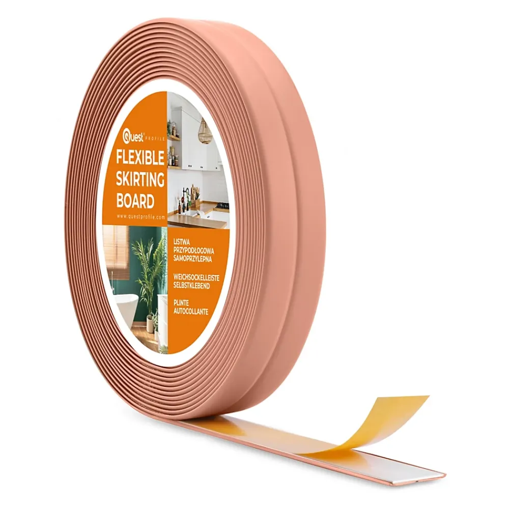 Quest Plinthe Pour Sol En Vinyle Et Pvc<Moulure Souple en PVC 10x10 mm, Auto-Adhésive avec Bande Mousse, Plinthe Souple, pour Finitions et Étanchéité des Jonctions, brun