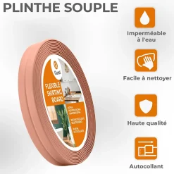Quest Plinthe Pour Sol En Vinyle Et Pvc<Moulure Souple en PVC 10x10 mm, Auto-Adhésive avec Bande Mousse, Plinthe Souple, pour Finitions et Étanchéité des Jonctions, brun