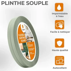 Quest Plinthe Pour Sol En Vinyle Et Pvc<Moulure Souple en PVC 10x10 mm, Auto-Adhésive avec Bande Mousse, Plinthe Souple, pour Finitions et Étanchéité des Jonctions, vert
