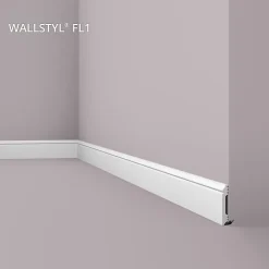 NMC Moulures - Design moderne - FL1 WALLSTYL - Blanc - 2m- Plinthe Pour Parquet Et Stratifié