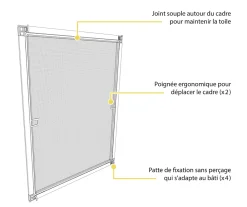 Avosdim Moustiquaire cadre recoupable 85 x 85cm gris anthracite - Toile fibre de verre- Moustiquaire Pour Fenêtre