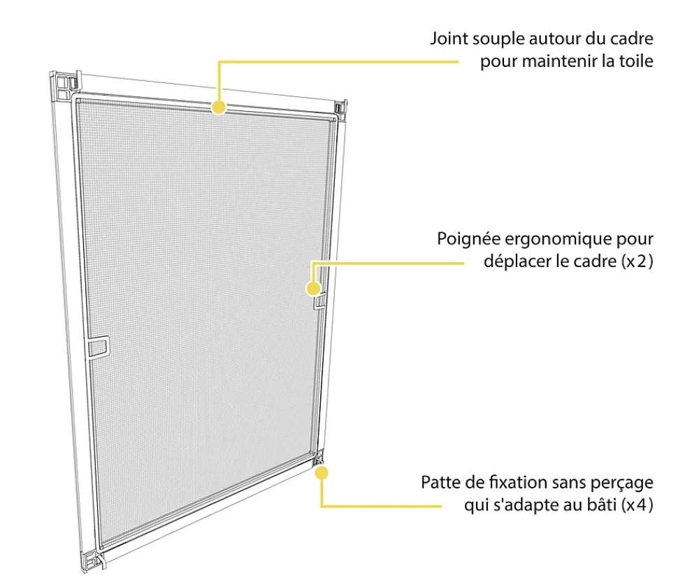 Avosdim Moustiquaire cadre recoupable 130 x 150cm gris anthracite - Toile fibre de verre- Moustiquaire Pour Fenêtre