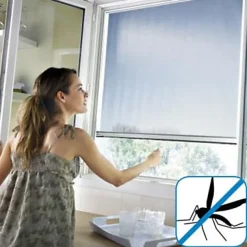 Geom Moustiquaire de fenêtre en alu blanc Protek 125 x h.170 cm- Moustiquaire Pour Fenêtre