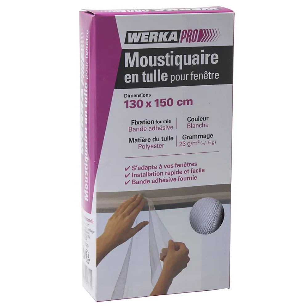 Werka Pro Moustiquaire en tulle blanc- Moustiquaire Pour Fenêtre