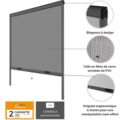 Volet-Moustiquaire Moustiquaire Pour Fenêtre<Moustiquaire enroulable verticale grise H145 cm x L130 cm