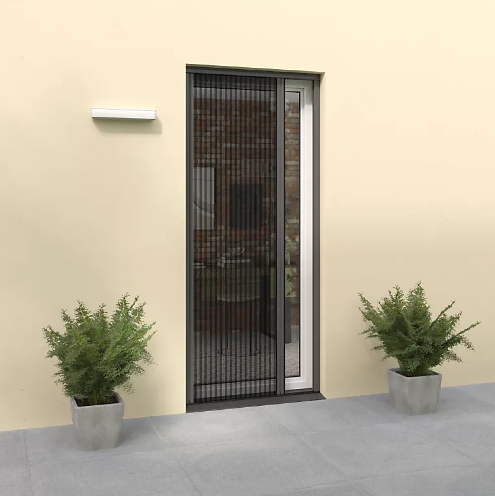 Volet-Moustiquaire Moustiquaire Pour Porte-Fenêtre<Moustiquaire plissée pour porte et porte-fenêtre H230 cm x L140 cm coloris gris