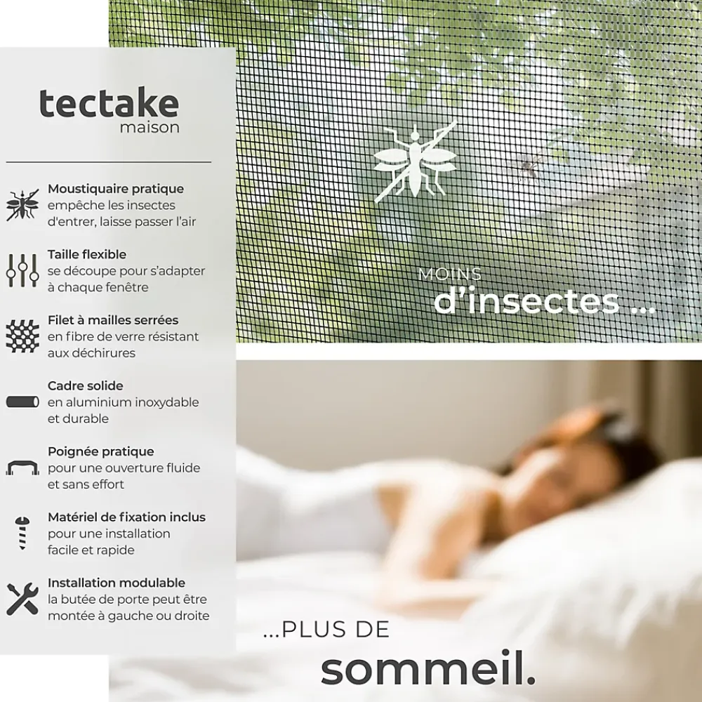 Tectake Moustiquaire Pour Fenêtre<Moustiquaire pour Portes Découpe individuelle