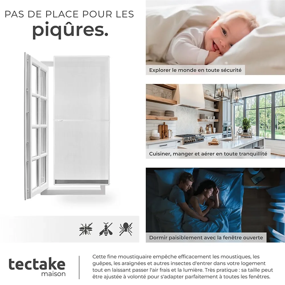 Tectake Moustiquaire Pour Fenêtre<Moustiquaire pour Portes Découpe individuelle