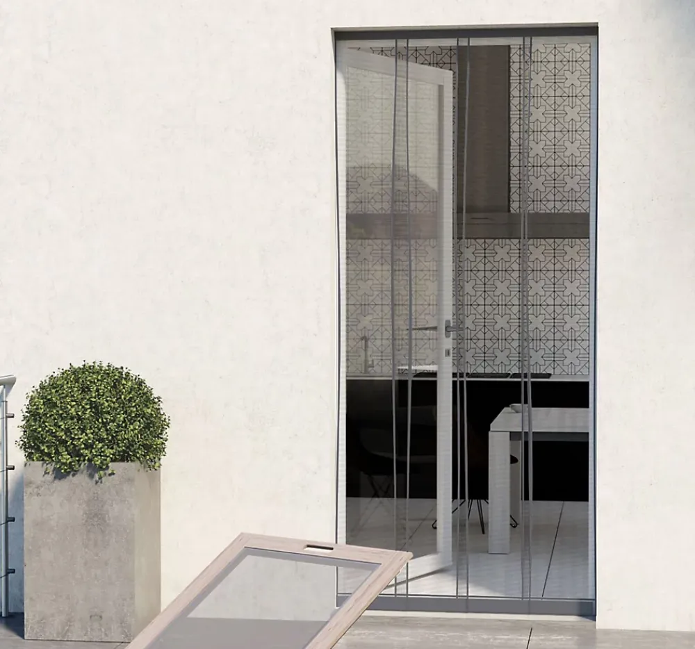 Avosdim Moustiquaire rideau de porte - L130 x H230cm - Gris Anthracite- Moustiquaire Pour Fenêtre