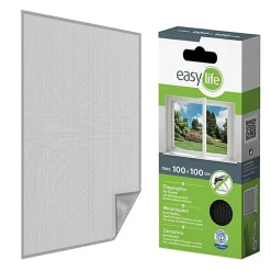 Easy Life Moustiquaire, Sans Perçage, pour Fenêtre, 100 x 100 cm, Auto-Agrippante, Gris anthracite- Moustiquaire Pour Fenêtre