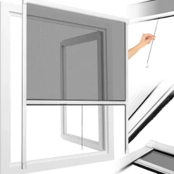 Tectake Moustiquaire store pour fenêtre en Aluminium Découpe individuelle- Moustiquaire Pour Fenêtre