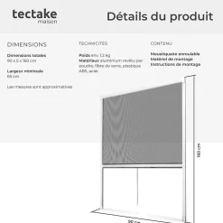Tectake Moustiquaire Pour Fenêtre<Moustiquaire store pour fenêtre en Aluminium Découpe individuelle