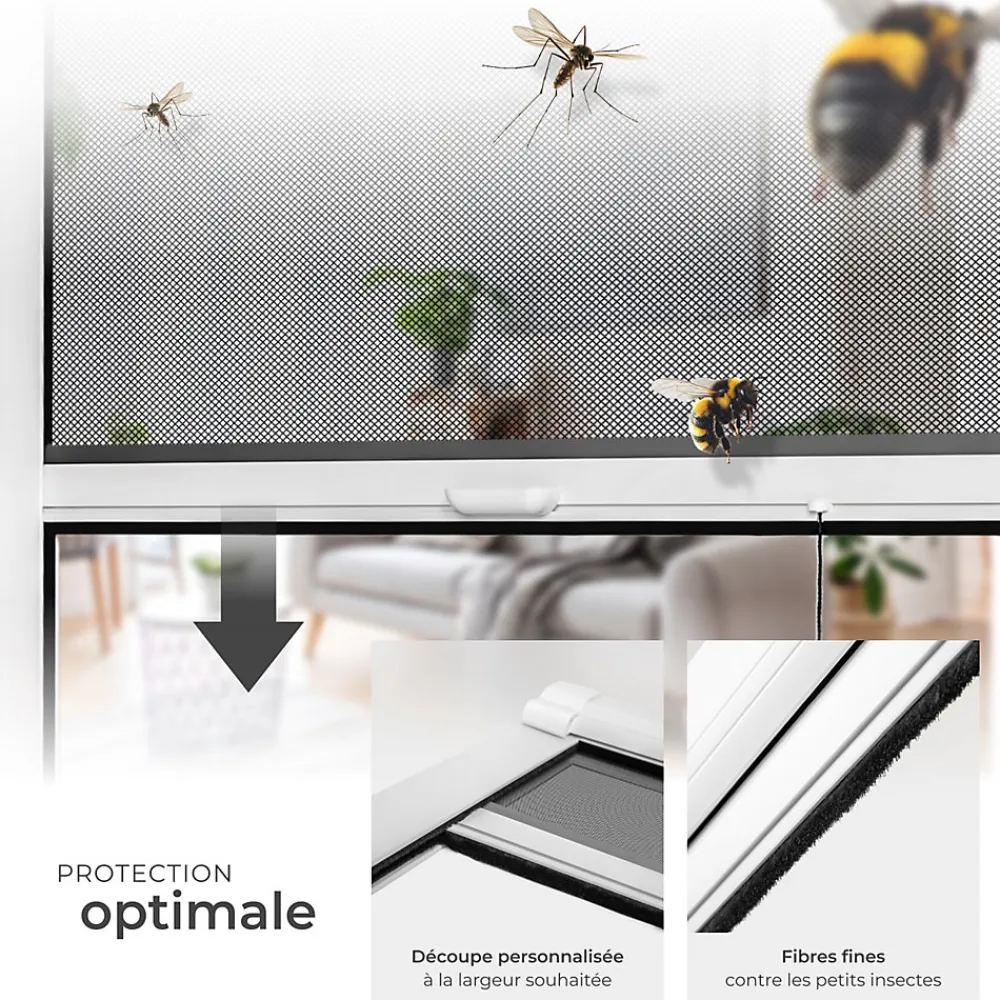 Tectake Moustiquaire Pour Fenêtre<Moustiquaire store pour fenêtre en Aluminium Découpe individuelle