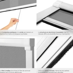 Tectake Moustiquaire Pour Fenêtre<Moustiquaire store pour fenêtre en Aluminium Découpe individuelle