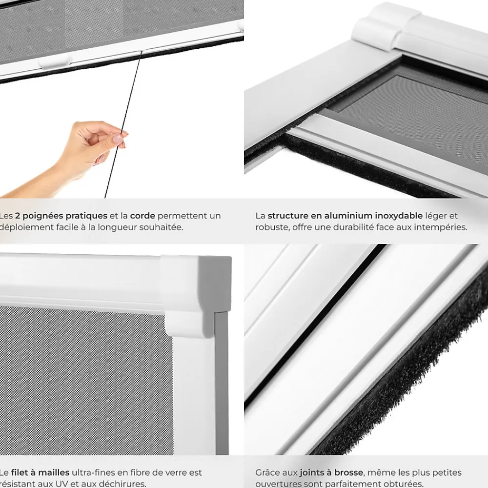 Tectake Moustiquaire Pour Fenêtre<Moustiquaire store pour fenêtre en Aluminium Découpe individuelle