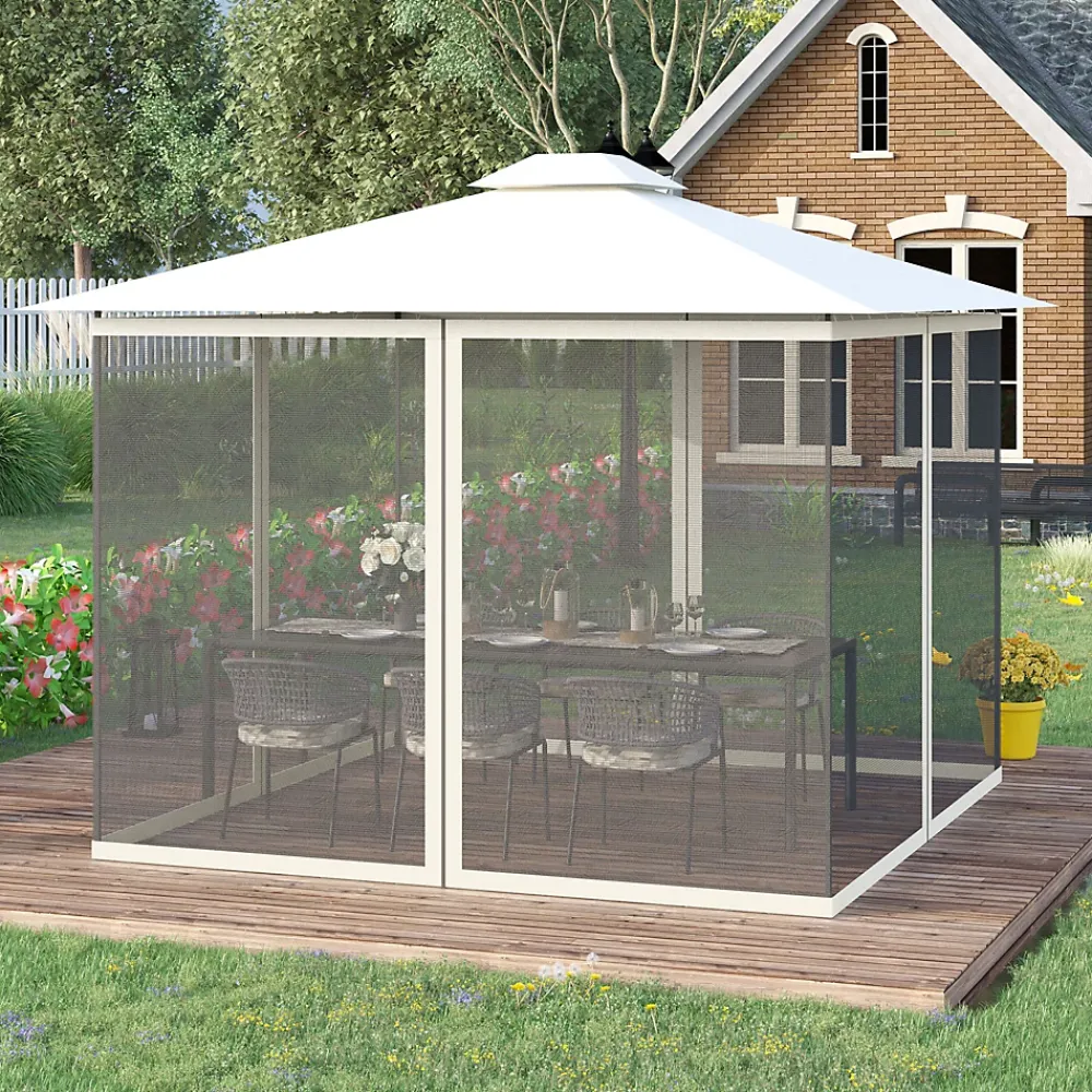 Outsunny Moustiquaire Pour Tonnelle Et Pergola<Moustiquaires pour tonnelle barnum pavillon de jardin 3x3m nylon noir