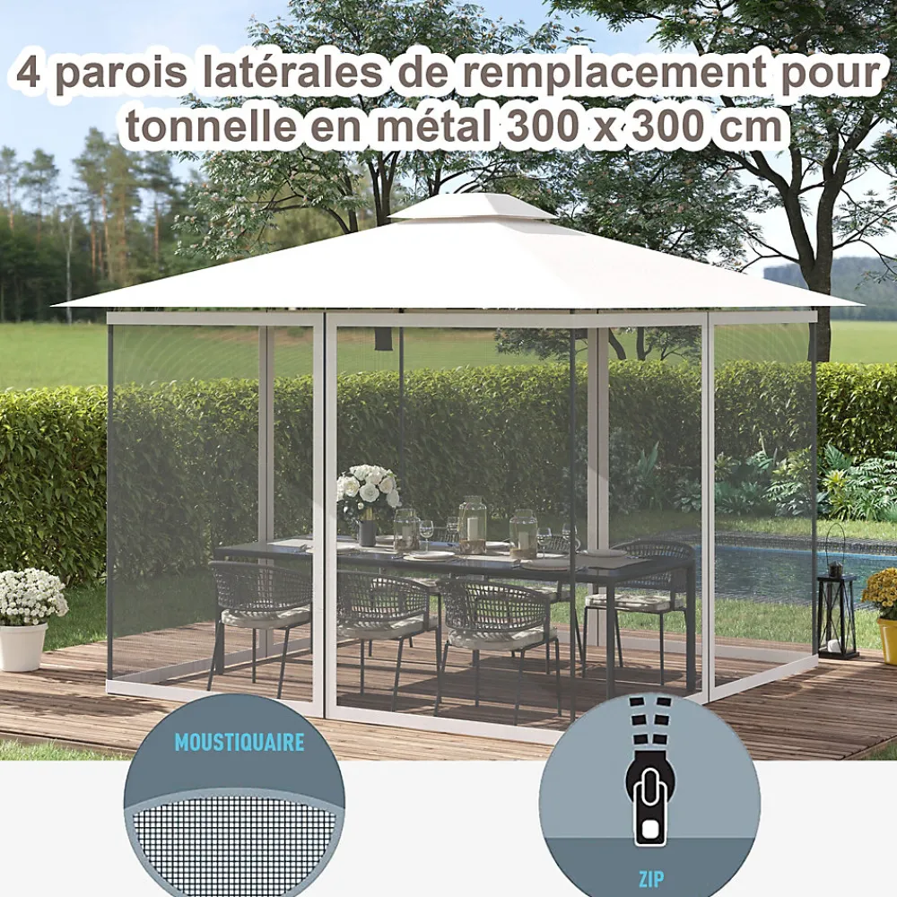Outsunny Moustiquaire Pour Tonnelle Et Pergola<Moustiquaires pour tonnelle barnum pavillon de jardin 3x3m nylon noir