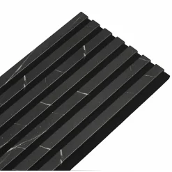 Decoon Panneau Tasseau Bois<Mur TV - Lot de 5 Panneaux tasseaux bois 250 x 30 x 1,9 cm - décor marbre noir/feutrine noir - 3,75m²