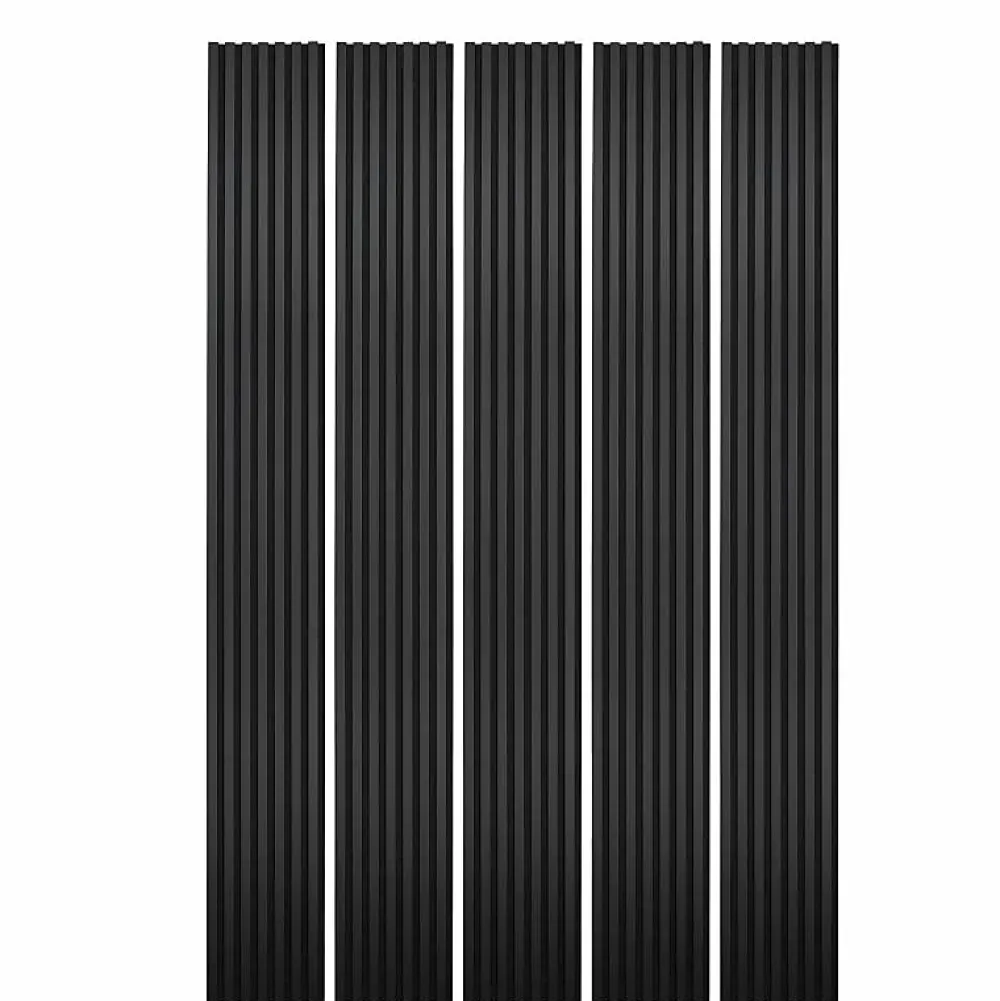 Decoon Panneau Tasseau Bois<Mur TV - Lot de 5 Panneaux tasseaux bois 250 x 30 x 1,9 cm - Lamelles placage noir fond noir - 3,75m²