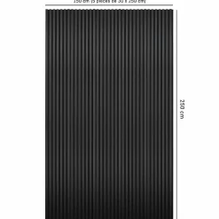 Decoon Panneau Tasseau Bois<Mur TV - Lot de 5 Panneaux tasseaux bois 250 x 30 x 1,9 cm - Lamelles placage noir fond noir - 3,75m²