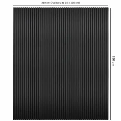 Decoon Panneau Tasseau Bois<Mur TV - Lot de 7 Panneaux tasseaux bois 250 x 30 x 1,9 cm - Lamelles placage noir fond noir - 5,25m²