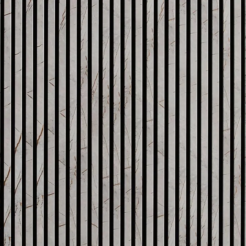 Decoon Mur TV - Lot de 7 Panneaux tasseaux bois 250 x 30 x 1,9 cm - décor marbre gris/feutrine noir - 5,25m²- Panneau Tasseau Bois