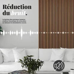 Decoon Mur TV - Lot de 7 Panneaux tasseaux bois 250 x 30 x 1,9 cm - décor marbre gris/feutrine noir - 5,25m²- Panneau Tasseau Bois