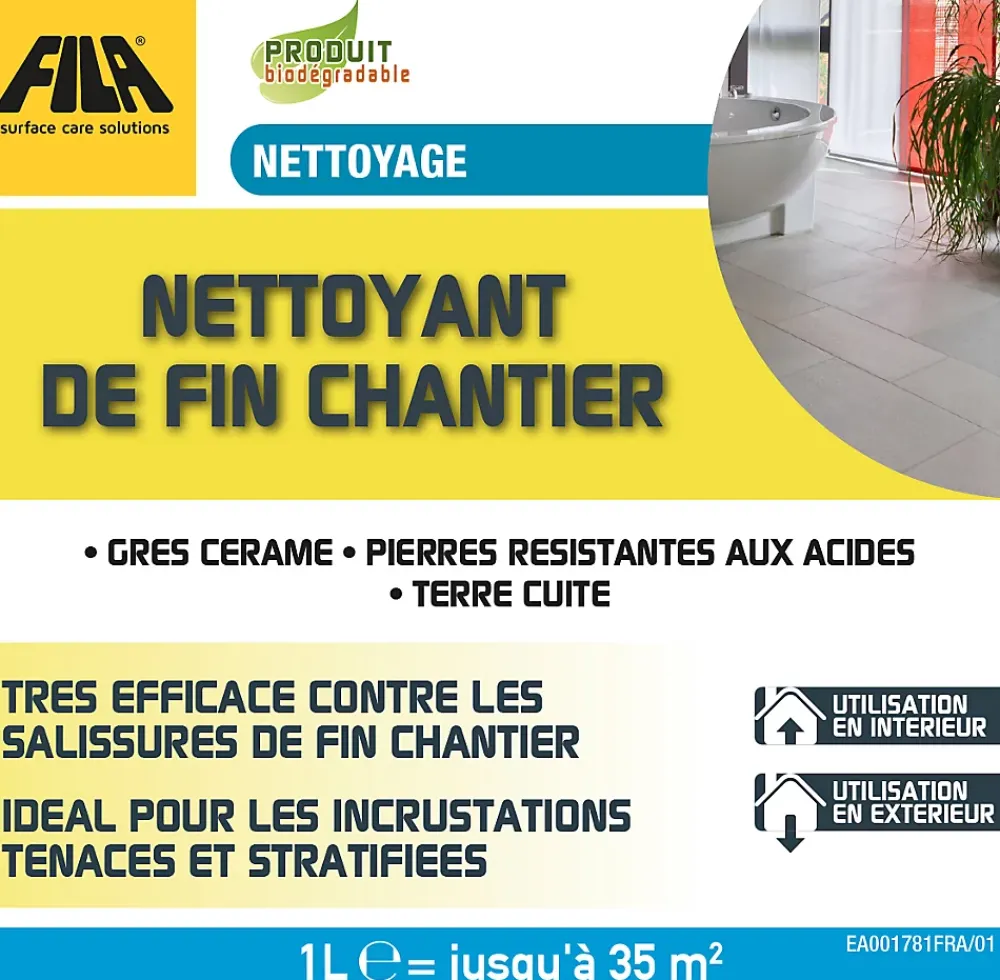 Fila Profilé De Rénovation De Marche|Profilé De Rénovation Pour Sol<Nettoyant fin de chantier intérieur extérieur 1L
