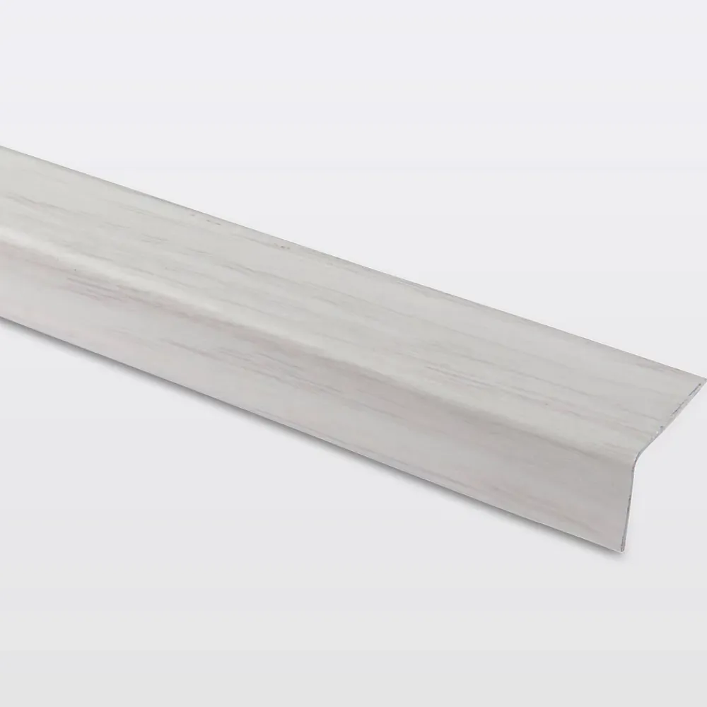 GoodHome Nez de marche en aluminium décor bois blanc 35 x 25 x 900 mm.- Nez De Marche|Nez De Marche