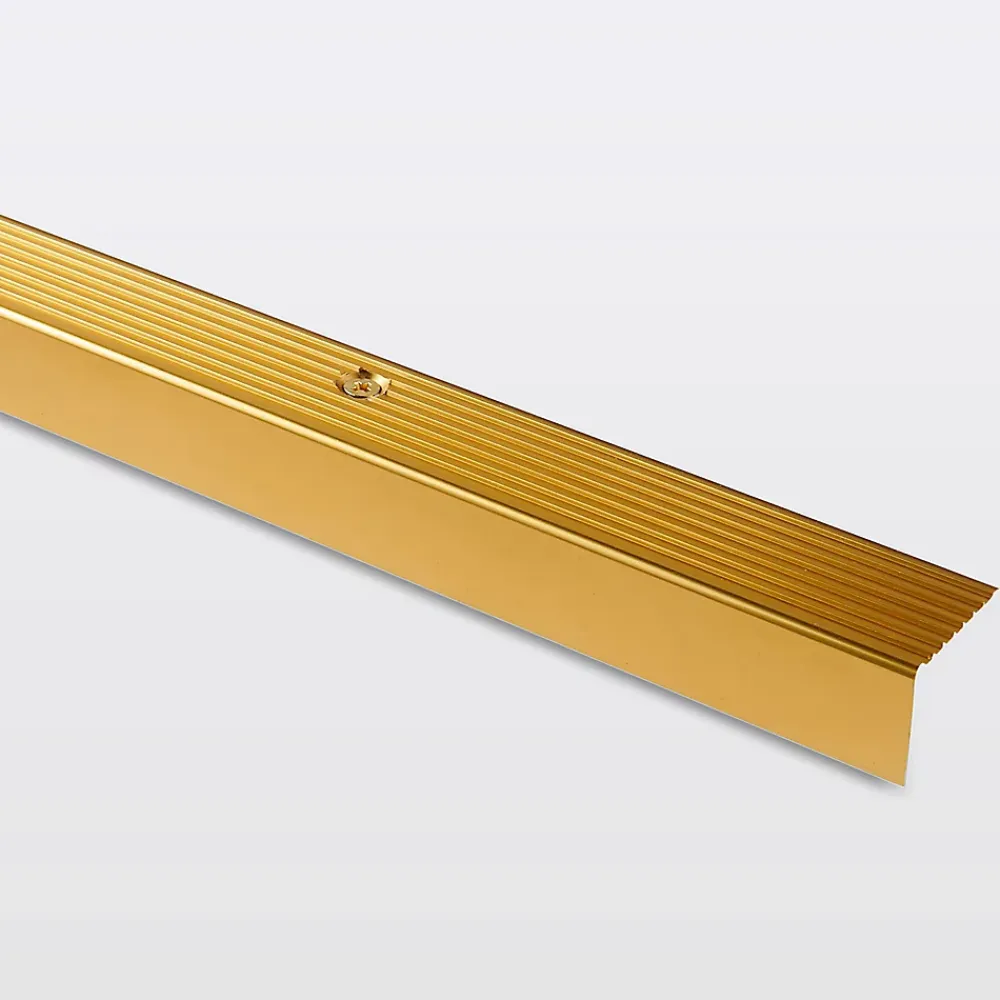 GoodHome Nez De Marche|Nez De Marche<Nez de marche en aluminium décor laiton brillant 25 x 20 x 900 mm.