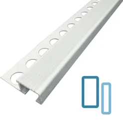Lux Mosaic Profilé De Rénovation De Marche<Nez de Marche Escalier 10 mm Argent Mat Antiderapante EXT/INT pour carrelage L 2,5m Finition Argent Mat.