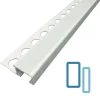 Lux Mosaic Nez de Marche Escalier Argent Mat 13 mm Antiderapante EXT/INT pour carrelage L 2,5m Finition Argent Mat.- Profilé De Rénovation De Marche