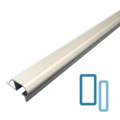 Lux Mosaic Nez de Marche Escalier Arrondi Argent Mat 13 mm Antiderapante Décoratif EXT/INT pour carrelage. L 2,5m.- Profilé De Rénovation De Marche