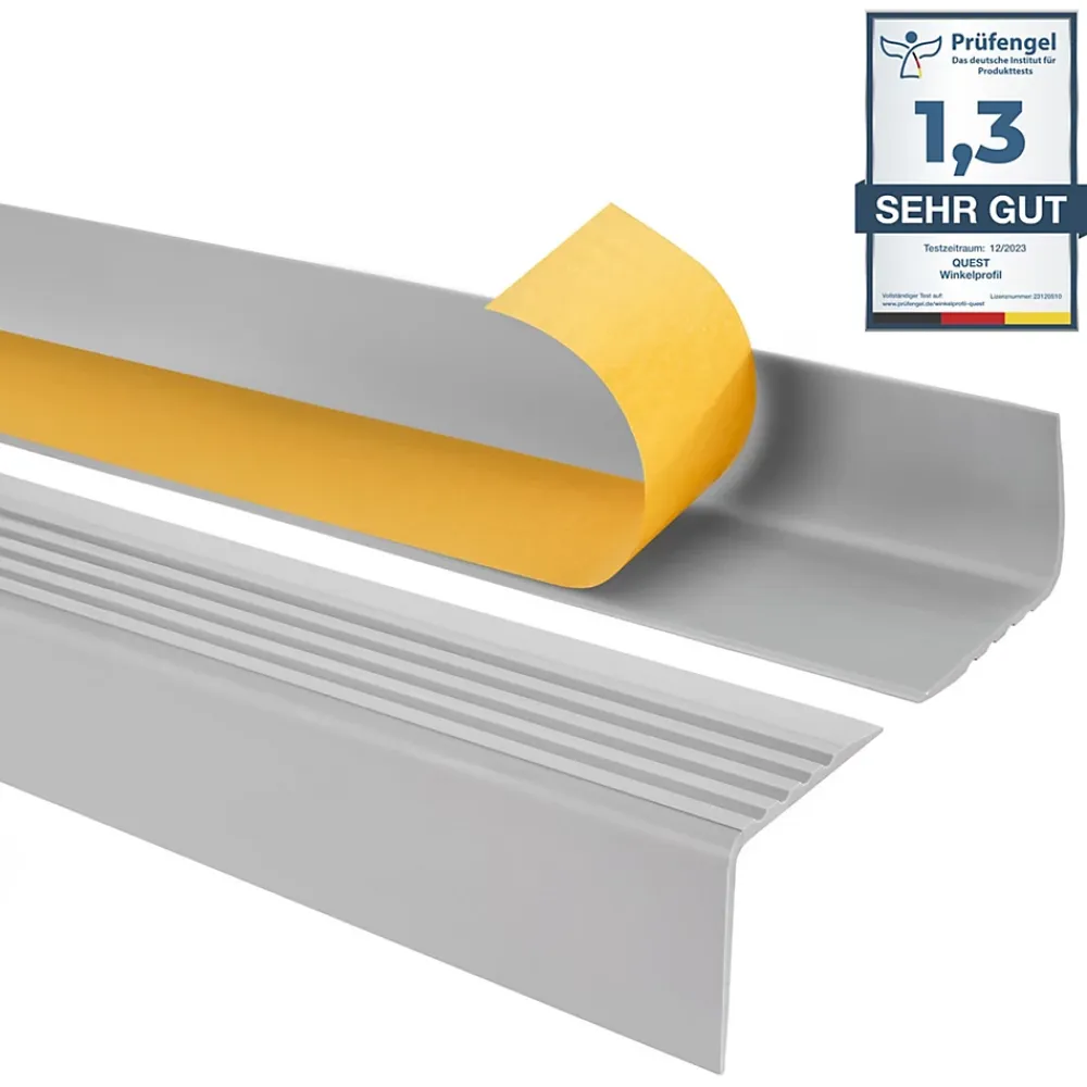 Quest Nez De Marche|Nez De Marche<Nez de marche PVC 50x42mm, , profilé d'escalier RGP, auto-adhésif, antidérapant, d'escalier-protection, gris clair, 1.3m