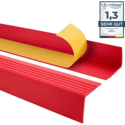 Quest Nez De Marche|Nez De Marche<Nez de marche PVC 50x50mm, , SST, profilé d'escalier RGP-O, auto-adhésif, antidérapant, d'escalier-protection, Rouge, 0.8m