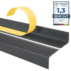 Quest Nez de marche PVC 40x25mm, , profilé d'escalier ND, auto-adhésif, antidérapant, d'escalier-protection, gris foncé, 0.7m- Nez De Marche|Nez De Marche
