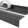 Quest Nez de marche PVC 48x42mm, , profilé d'escalier PMW, auto-adhésif, antidérapant, d'escalier-protection, gris foncé, 1.3m- Nez De Marche|Nez De Marche
