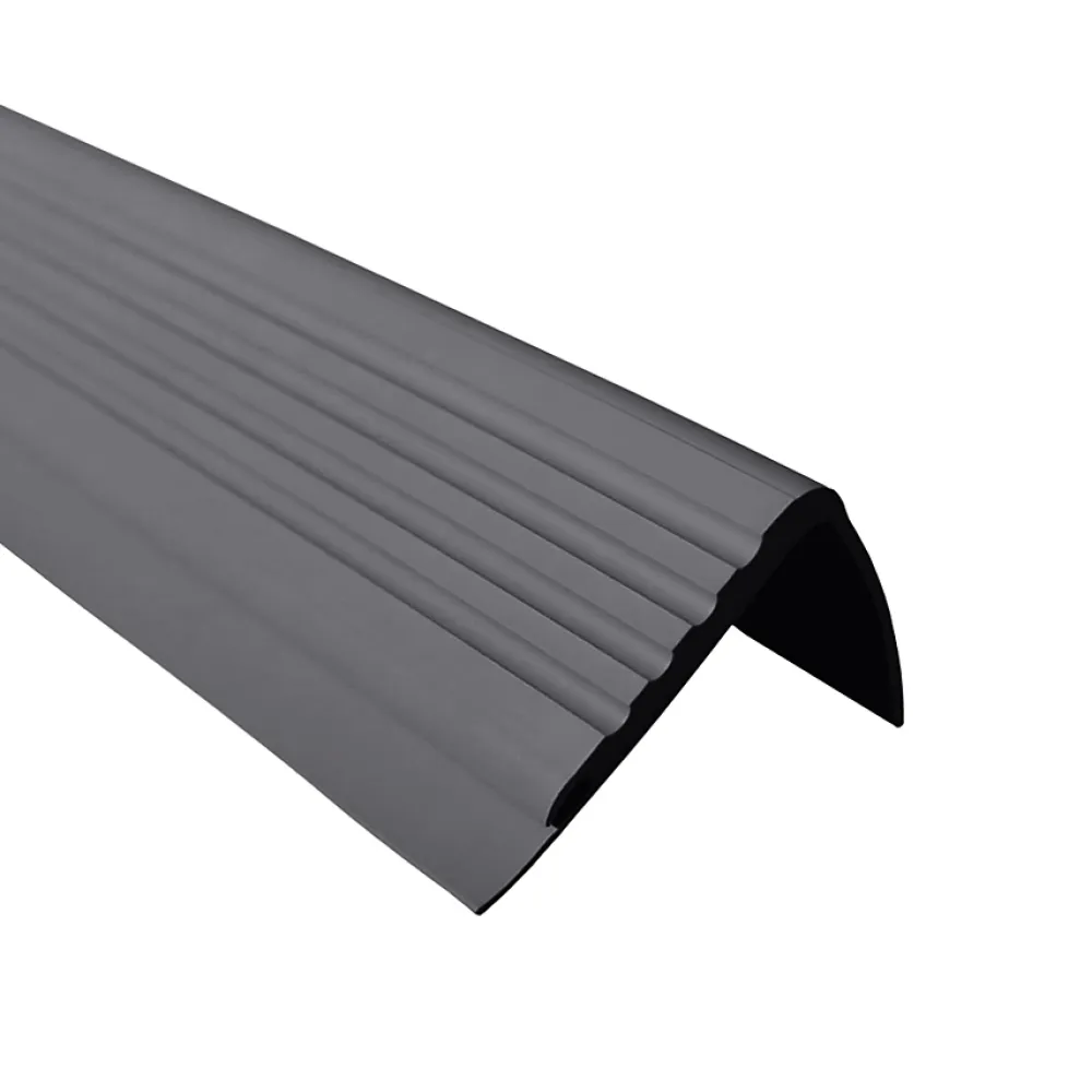 Quest Nez de marche PVC 48x42mm, , profilé d'escalier PMW, auto-adhésif, antidérapant, d'escalier-protection, gris foncé, 1.3m- Nez De Marche|Nez De Marche
