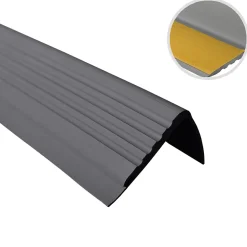 Quest Nez de marche PVC 48x42mm, , profilé d'escalier PMW, auto-adhésif, antidérapant, d'escalier-protection, gris foncé, 1.3m- Nez De Marche|Nez De Marche