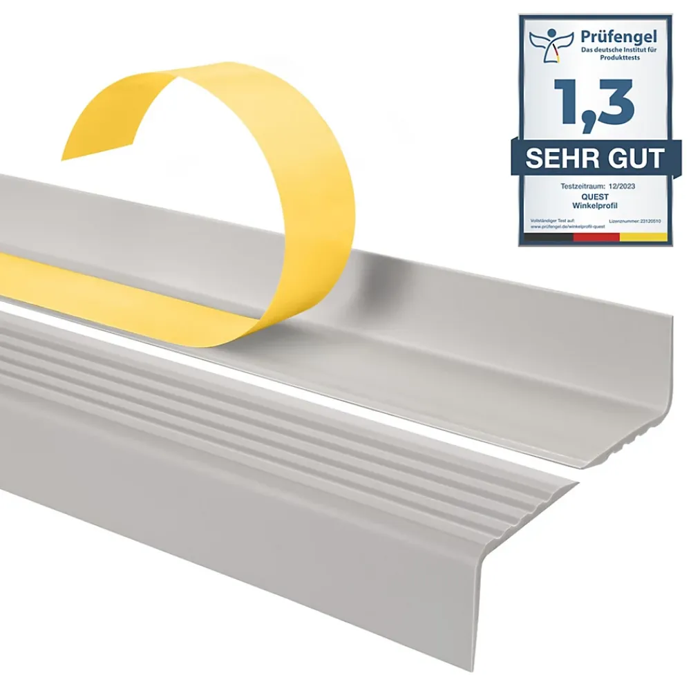 Quest Nez De Marche|Nez De Marche<Nez de marche PVC 40x25mm, , profilé d'escalier ND, auto-adhésif, antidérapant, d'escalier-protection, gris clair, 1.5m