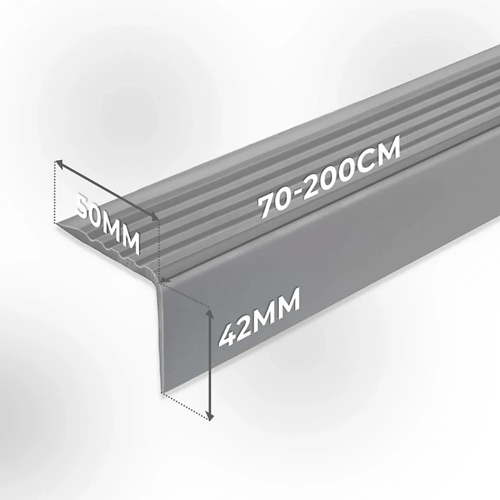 Quest Nez De Marche|Nez De Marche<Nez de marche PVC 50x42mm, , profilé d'escalier RGP, auto-adhésif, antidérapant, d'escalier-protection, gris clair, 2m