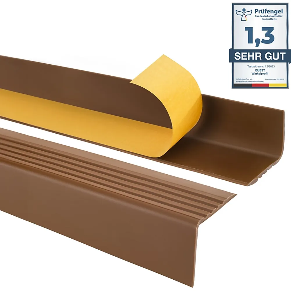 Quest Nez De Marche|Nez De Marche<Nez de marche PVC 50x42mm, , profilé d'escalier RGP, auto-adhésif, antidérapant, d'escalier-protection, marron, 1m