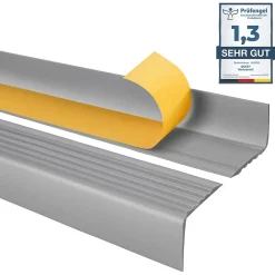 Quest Nez De Marche|Nez De Marche<Nez de marche PVC 50x42mm, , profilé d'escalier RGP, auto-adhésif, antidérapant, d'escalier-protection, argenté, 1m