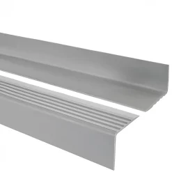 Quest Nez de marche PVC 52x40mm, , profilé d'escalier RGP, antidérapant, d'escalier-protection, gris, 1.5m- Nez De Marche|Nez De Marche