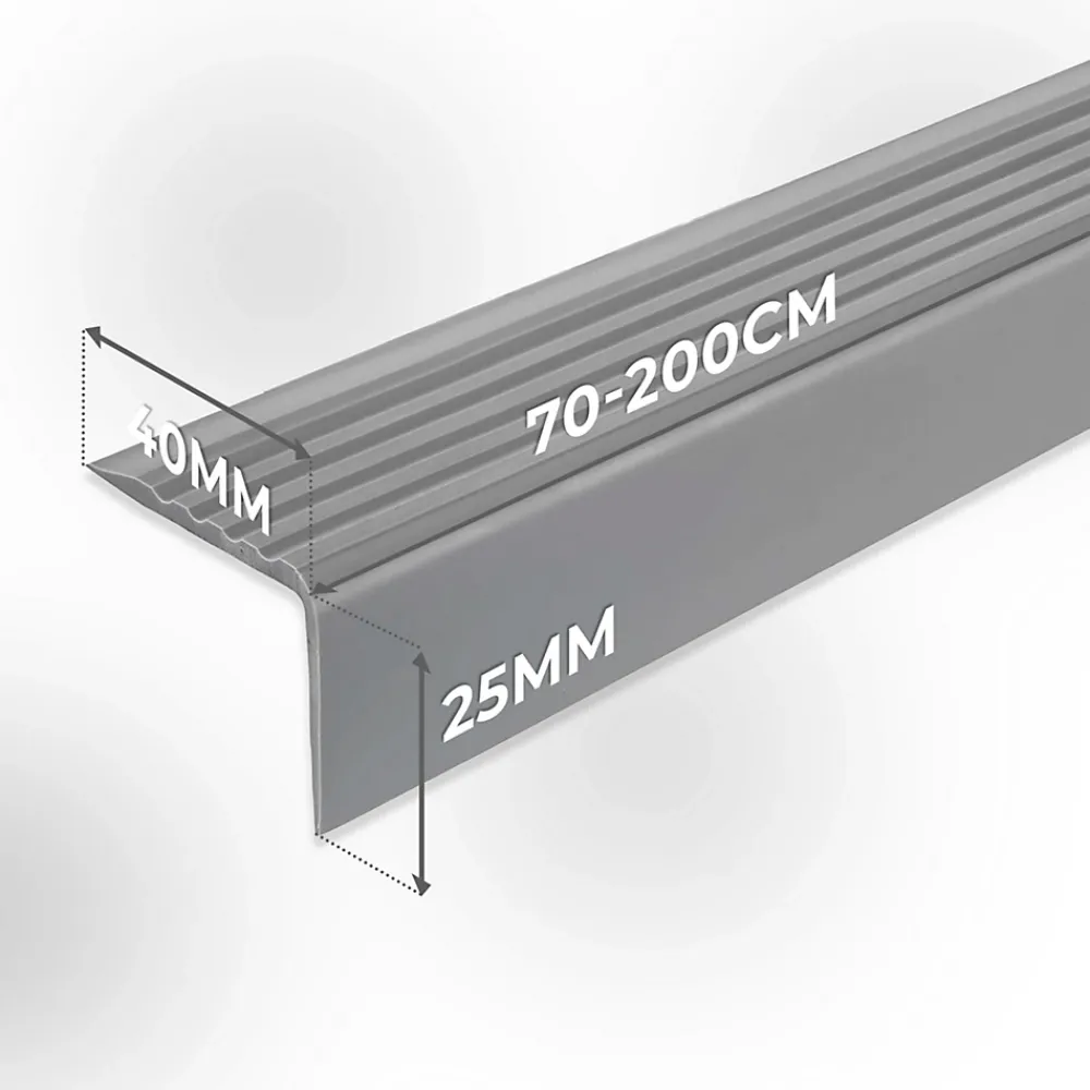 Quest Nez de marche PVC 40x25mm, , profilé d'escalier ND, auto-adhésif, antidérapant, d'escalier-protection, noir, 2m- Nez De Marche|Nez De Marche