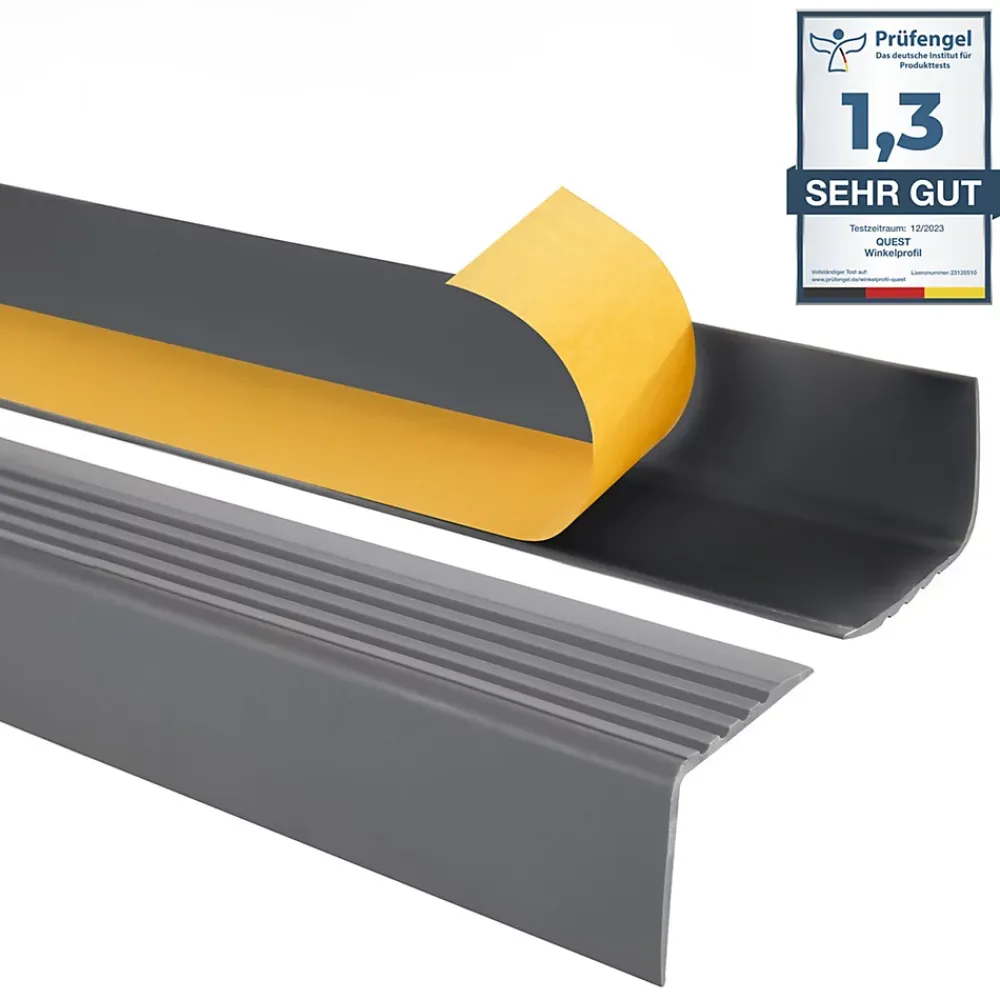 Quest Nez De Marche|Nez De Marche<Nez de marche PVC 50x42mm, , profilé d'escalier RGP, auto-adhésif, antidérapant, d'escalier-protection, gris foncé, 0.9m