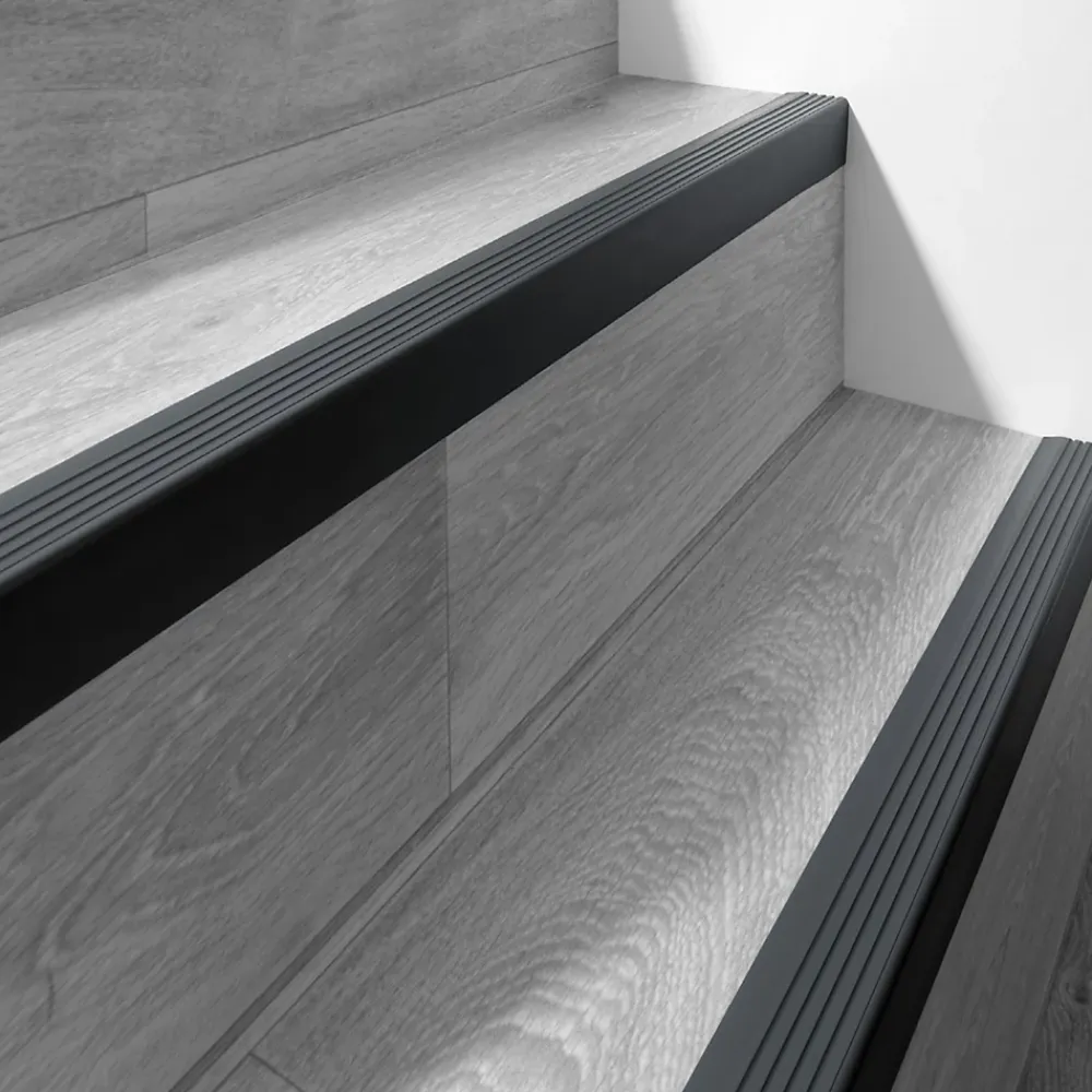 Quest Nez De Marche|Nez De Marche<Nez de marche PVC 50x42mm, , profilé d'escalier RGP, auto-adhésif, antidérapant, d'escalier-protection, gris foncé, 0.9m