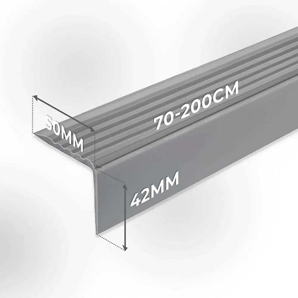 Quest Nez De Marche|Nez De Marche<Nez de marche PVC 50x42mm, , profilé d'escalier RGP, auto-adhésif, antidérapant, d'escalier-protection, gris foncé, 0.9m