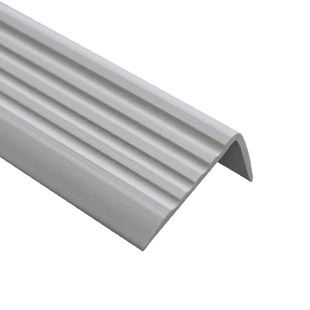 Quest Nez de marche PVC 50x42mm, , profilé d'escalier RGP, auto-adhésif, antidérapant, d'escalier-protection, argenté, 1.65m- Nez De Marche|Nez De Marche