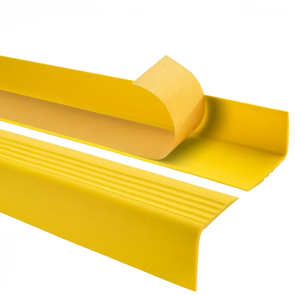 Quest Nez de marche PVC 50x42mm, , profilé d'escalier RGP, auto-adhésif, antidérapant, d'escalier-protection, jaune, 2m- Nez De Marche|Nez De Marche